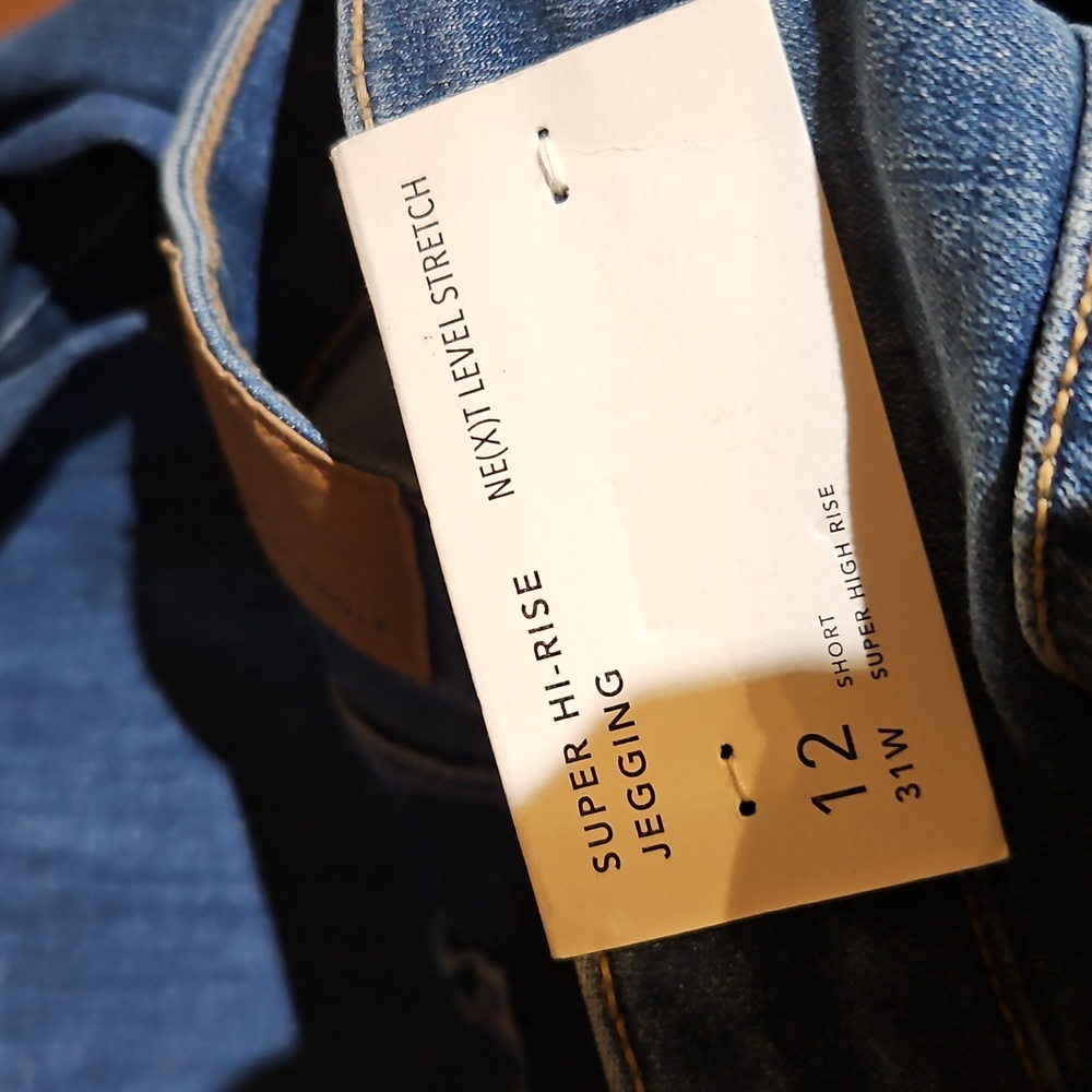 American Eagle Distressed Blue Next Level Stretch Super Hi-Rise Jegging Jeans - Picture 4 of 4